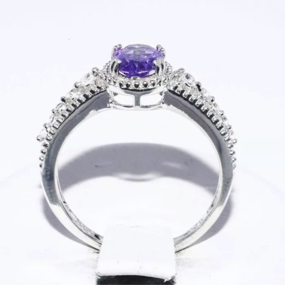 Natural Oval Cut Purple Amethyst Gem Ring, cute Ring, shiny Ring. - Picture 3 of 6